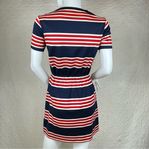 🔥Vintage 60s Jeune Leique Striped Red Blue Mini Dress - Picture 7 of 14